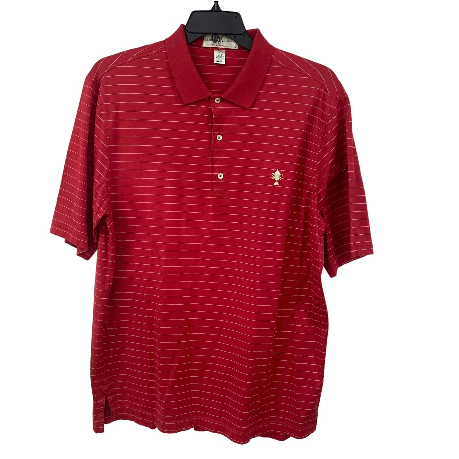 Vintage Fairway  Greene Red White Striped Short Sleeve Cotton Polo Mens Large